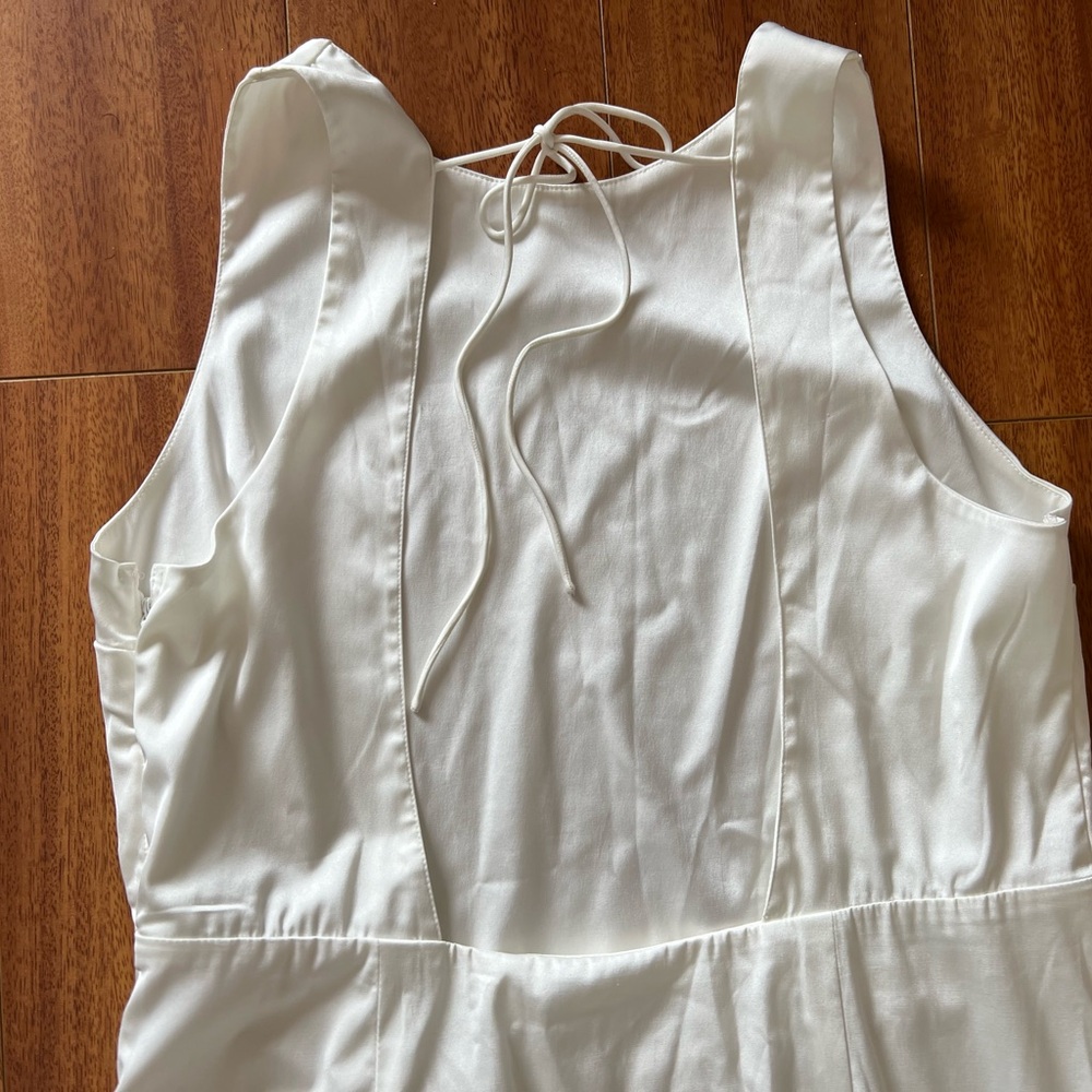 Abercrombie & Fitch Draped Wrap Skirt Maxi Dress Satin Sleeveless Slit White XL - Picture 16 of 16